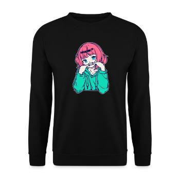 Mädchen Anime Japanisch Comic Zeichentrick Manga - Unisex Pullover - Schwarz - Vorne - Alina (178cm) & Michal (187cm)
