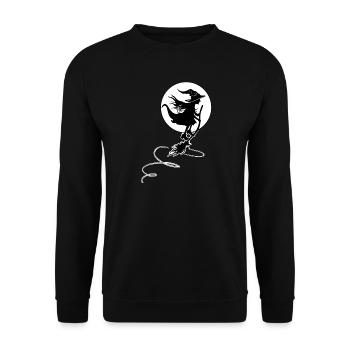 Witch Flying in the Moonlight - Halloween Design - Unisex Sweatshirt - black - Front - Alina (178cm) & Michal (187cm)