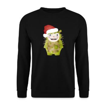 Cheerful green monster celebrating Christmas - Unisex Sweatshirt - black - Front - Alina (178cm) & Michal (187cm)