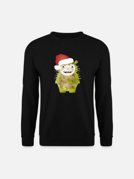 Cheerful green monster celebrating Christmas - Unisex Sweatshirt - black