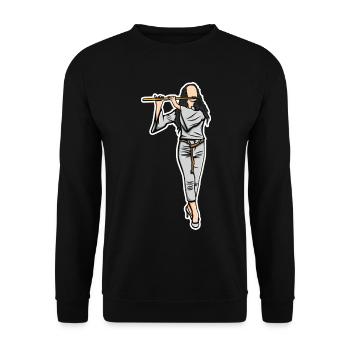 Flutist Sketch - Unisex Sweatshirt - black - Front - Alina (178cm) & Michal (187cm)