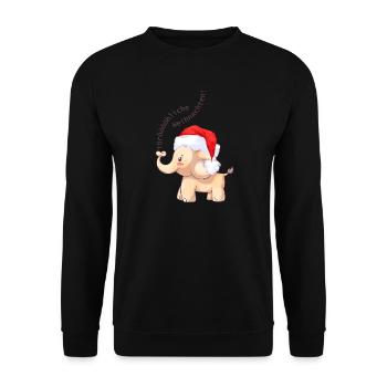 Fröhlicher Elefant zu Weihnachten - Unisex Pullover - Schwarz - Vorne - Alina (178cm) & Michal (187cm)