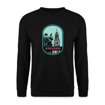 Illustration: Hofkirche Cathedral, Dresden - Unisex Sweatshirt - black - Front - Alina (178cm) & Michal (187cm)