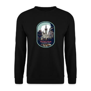 Vieille Ville de Munich : Charme de Marienplatz - Sweat-shirt Unisexe - noir - Devant - Alina (178cm) & Michal (187cm)