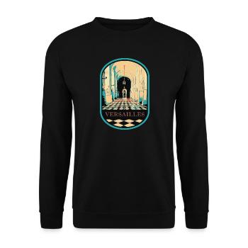 Prunkvolles Interieur des Schlosses von Versailles - Unisex Pullover - Schwarz - Vorne - Alina (178cm) & Michal (187cm)