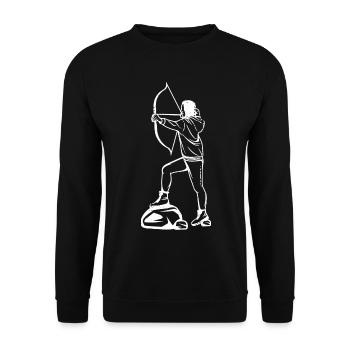 Archery Girl Drawing - Unisex Sweatshirt - black - Front - Alina (178cm) & Michal (187cm)