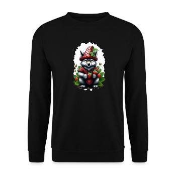 Wolf Strawberry 2 - Unisex Sweatshirt - black - Front - Alina (178cm) & Michal (187cm)