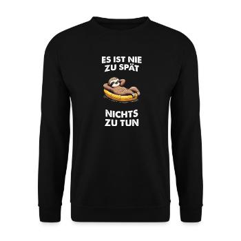 Faultier Spruch lustig Schlauchboot Geschenk - Unisex Pullover - Schwarz - Vorne - Alina (178cm) & Michal (187cm)