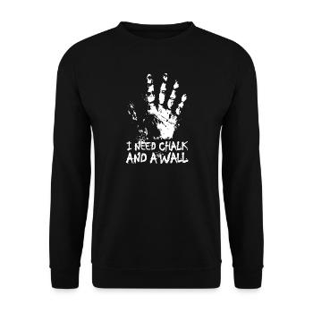 Chalk klettern boulder Hand Wand Sprüche Symbol - Unisex Pullover - Schwarz - Vorne - Alina (178cm) & Michal (187cm)