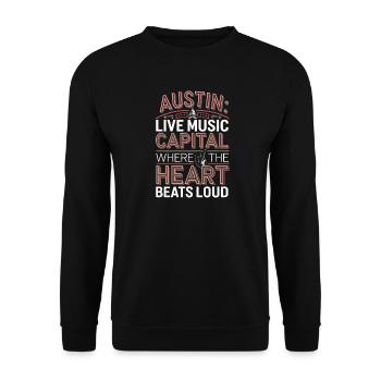 AUSTIN, CAPITALE DE LA MUSIQUE LIVE OÙ LE CŒUR BAT - Sweat-shirt Unisexe - noir - Devant - Alina (178cm) & Michal (187cm)