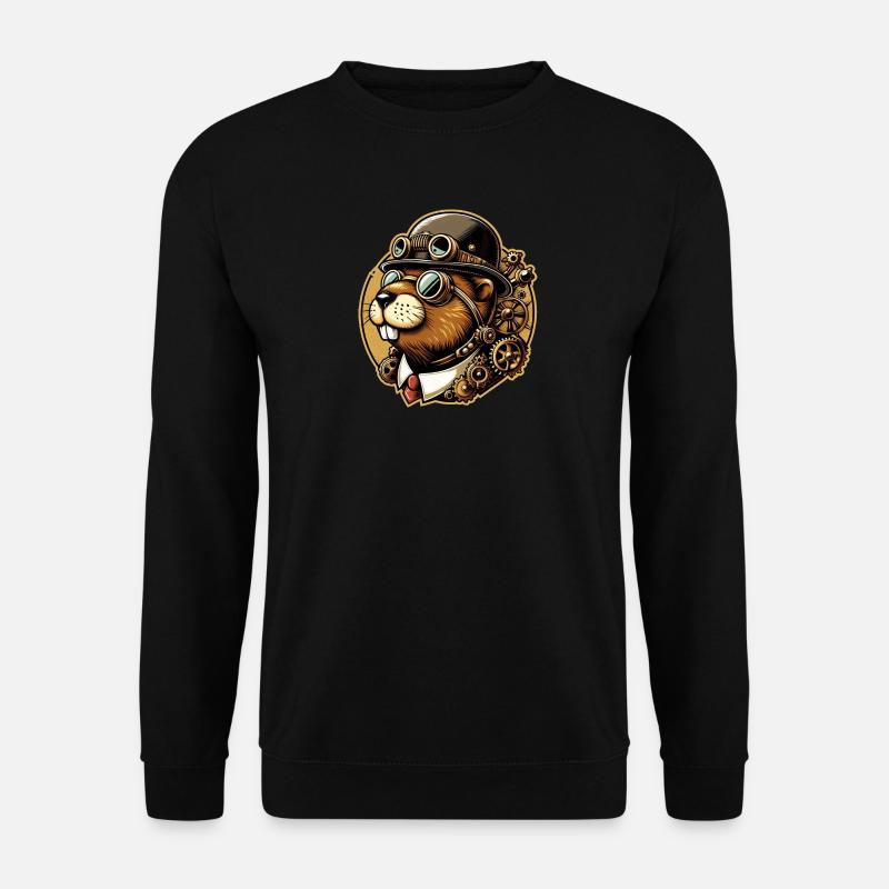 Biber Steampunk Retro - Unisex Pullover - Schwarz