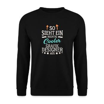 So sieht ein richtig cooler Grafikdesigner aus - Unisex Pullover - Schwarz - Vorne - Alina (178cm) & Michal (187cm)