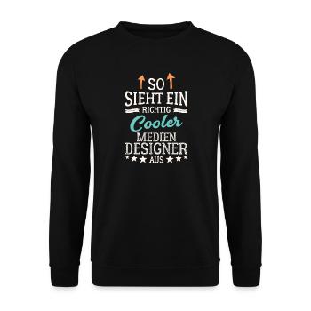 So sieht ein richtig cooler Mediendesigner aus - Unisex Pullover - Schwarz - Vorne - Alina (178cm) & Michal (187cm)