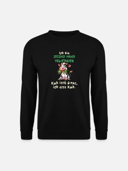 Second Hand Vegetarier – Lustiges Kuh-Design - Unisex Pullover - Schwarz