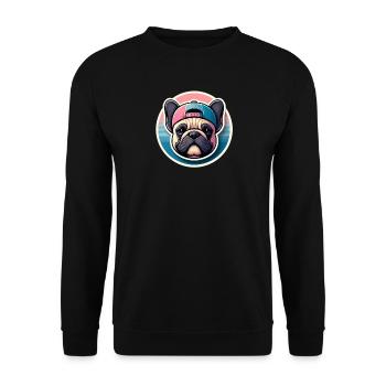 French Bulldog with Pastel Cap - Unisex Sweatshirt - black - Front - Alina (178cm) & Michal (187cm)