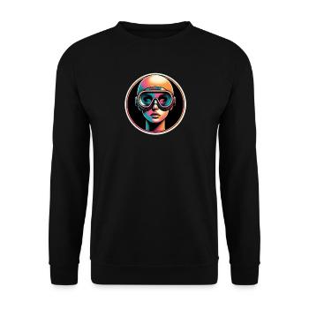 Femme avec des lunettes de plongée Plongeuse en pastel - Sweat-shirt Unisexe - noir - Devant - Alina (178cm) & Michal (187cm)
