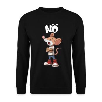 Maus Nö Nein Sager widersprechen Standpunkt - Unisex Pullover - Schwarz - Vorne - Alina (178cm) & Michal (187cm)