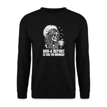 Funny Teacher Skeleton Halloween Classroom - Unisex Sweatshirt - black - Front - Alina (178cm) & Michal (187cm)