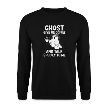 Spooky Ghost Coffee Humor Design - Unisex Sweatshirt - black - Front - Alina (178cm) & Michal (187cm)