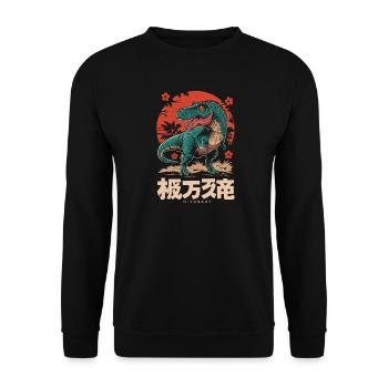 Retro Japanese Dinosaur - Unisex Sweatshirt - black - Front - Alina (178cm) & Michal (187cm)