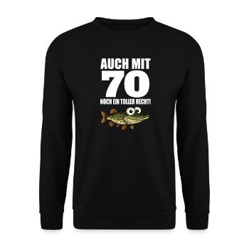 70 Geburtstag Lustig Männer Toller Hecht - Unisex Pullover - Schwarz - Vorne - Alina (178cm) & Michal (187cm)