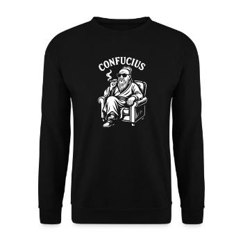 Confucius Lounge Cigare à barbe - Sweat-shirt Unisexe - noir - Devant - Alina (178cm) & Michal (187cm)