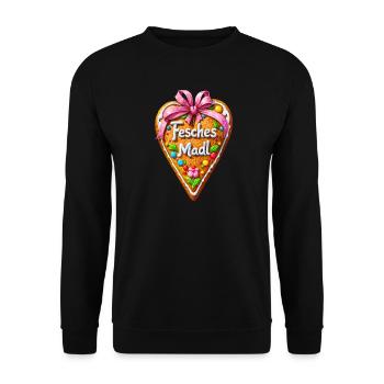 Fesches Madl Pain d’épice Coeur Festival folklorique de Bavière Costume traditionnel - Sweat-shirt Unisexe - noir - Devant - Alina (178cm) & Michal (187cm)