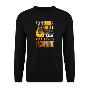 Saxofon - Unisex Pullover - Schwarz - Vorne - Alina (178cm) & Michal (187cm)