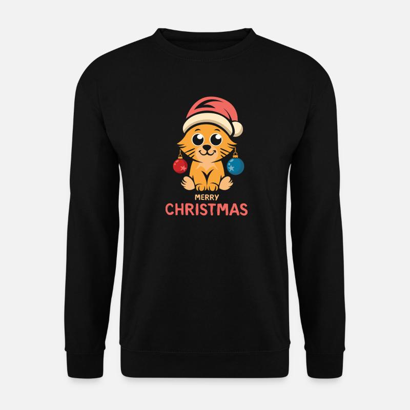 Weihnachtskatze Merry Christmas - Unisex Pullover - Schwarz