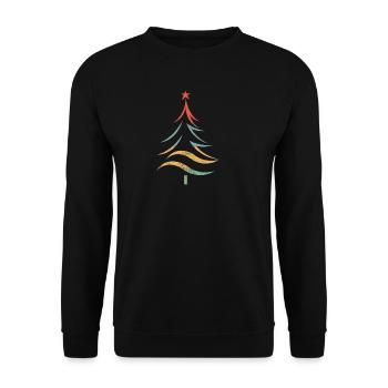 Bunter Weihnachtsbaum Pinselstriche - Unisex Pullover - Schwarz - Vorne - Alina (178cm) & Michal (187cm)