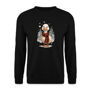 Niedliche Enten-winterweihnachten - Unisex Pullover - Schwarz - Vorne - Alina (178cm) & Michal (187cm)