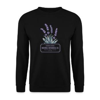 Lavender Essence – Botanisches Vintage Label - Unisex Pullover - Schwarz - Vorne - Alina (178cm) & Michal (187cm)