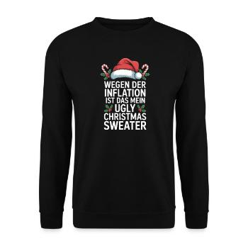 Blague sur l’inflation : Pull de Noël moche - Sweat-shirt Unisexe - noir - Devant - Alina (178cm) & Michal (187cm)