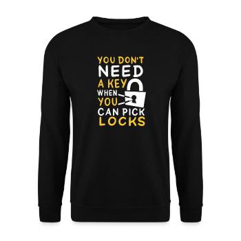 Funny Locksmith Picking Locks Hobbyist Graphic - Unisex Pullover - Schwarz - Vorne - Alina (178cm) & Michal (187cm)