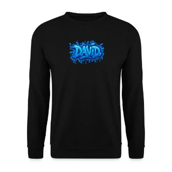 Graffiti DAVID Name Gift Ideal Printable - Unisex Sweatshirt - black - Front - Alina (178cm) & Michal (187cm)