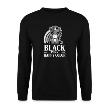 Schwarz ist mein fröhliches Farbeinhorn - Unisex Pullover - Schwarz - Vorne - Alina (178cm) & Michal (187cm)