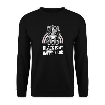Grauer Einhorn-Regenbogen: Schwarz ist meine fröhliche Farbe - Unisex Pullover - Schwarz - Vorne - Alina (178cm) & Michal (187cm)