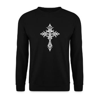 Cruciform Tribal Emblem - Unisex Sweatshirt - black - Front - Alina (178cm) & Michal (187cm)