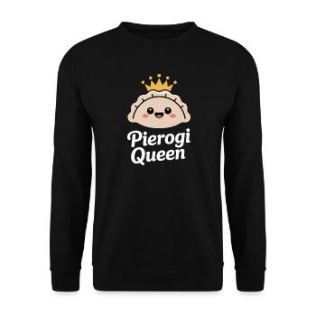 Queen Dumplings – Niedliche Dumpling in der Krone - Unisex Pullover - Schwarz - Vorne - Alina (178cm) & Michal (187cm)
