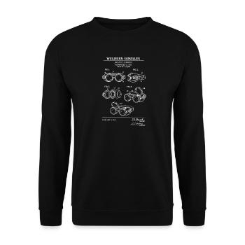 Patentblaupause: Schweißbrille - Unisex Pullover - Schwarz - Vorne - Alina (178cm) & Michal (187cm)