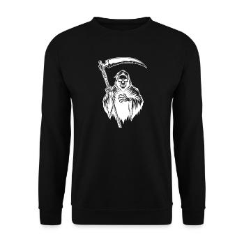 Der Sensenmann Reaper Design Skull Version - Unisex Pullover - Schwarz - Vorne - Alina (178cm) & Michal (187cm)