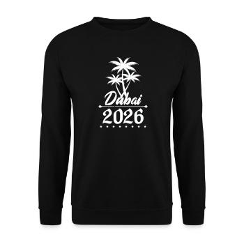 Dubai 2026 Palmen Emblem - Unisex Pullover - Schwarz - Vorne - Alina (178cm) & Michal (187cm)