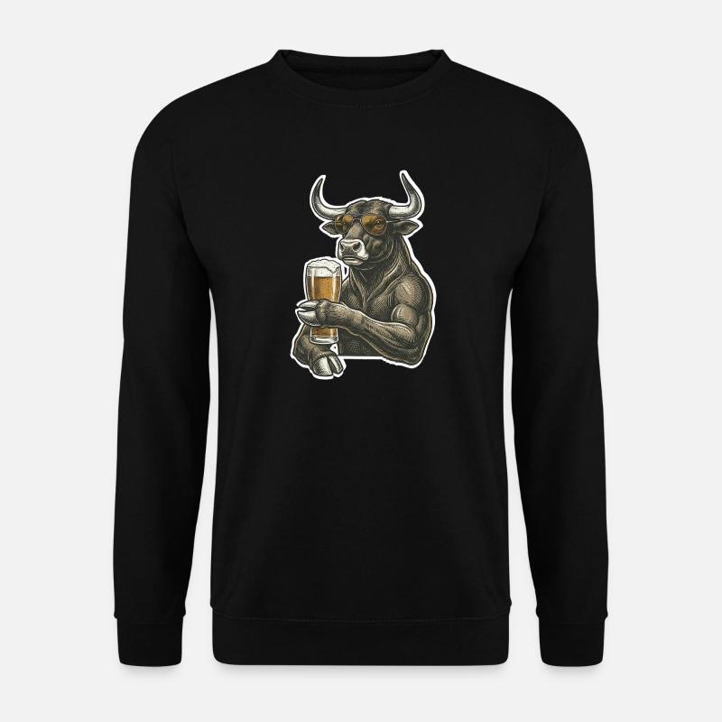 Cool bull with beer - Unisex Sweatshirt - black