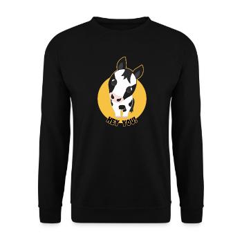 Pferd Cartoon "Hey You" - Unisex Pullover - Schwarz - Vorne - Alina (178cm) & Michal (187cm)