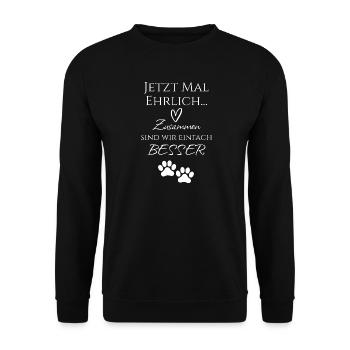 Zusammen besser - Pfote | Hunde & Katzen Tierliebe - Unisex Pullover - Schwarz - Vorne - Alina (178cm) & Michal (187cm)