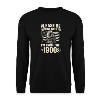 Gramophone vintage des années 1900 - Sweat-shirt Unisexe - noir - Devant - Alina (178cm) & Michal (187cm)