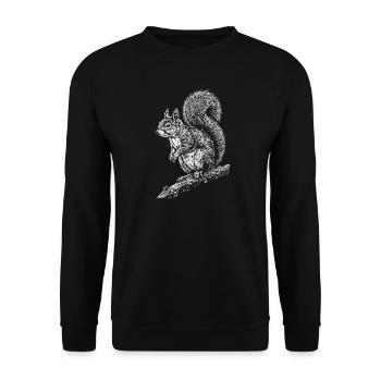 Squirrel Silhouette on Branch - Unisex Sweatshirt - black - Front - Alina (178cm) & Michal (187cm)