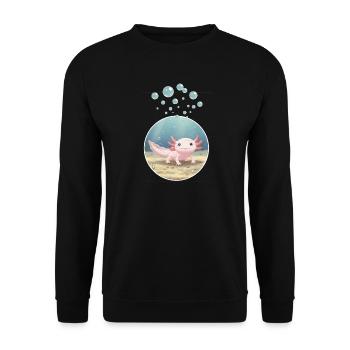 T-Shirt-Design „Axolotl“ - Unisex Pullover - Schwarz - Vorne - Alina (178cm) & Michal (187cm)