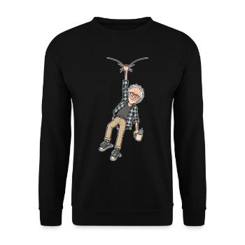 Fröhlicher Großvater Kaffee - Unisex Pullover - Schwarz - Vorne - Alina (178cm) & Michal (187cm)