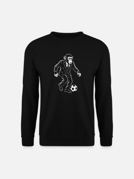 Eleganter Affe spielt Fußball - Unisex Pullover - Schwarz